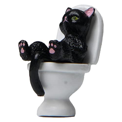 Anloximt Katzen-Weihnachtsverzierung - Katze sitzt auf Toilettenfiguren,Katzen-Figur, dekorative Regal-Akzent-Ornamente für das von Anloximt