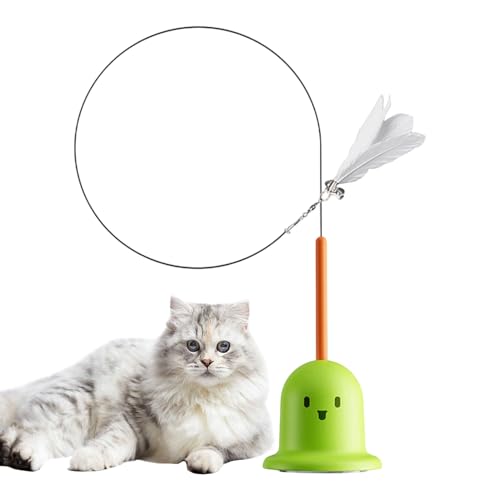 Anloximt Katzenstab, Katzenteaser - Saugnapfbecher Kätzchen Interactive Toys - Kitten Bells Feather Interactive Teaser für Innenkatzen, die Langeweile beseitigen von Anloximt