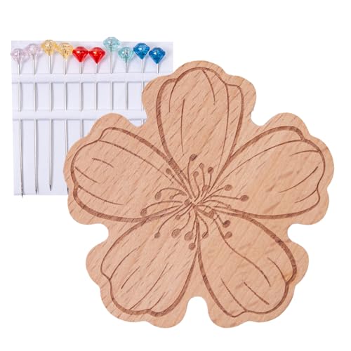 Anloximt Nadelfixierer | Magnetische Nadelhalterung - Mit Holz Blumenmuster Für Stickerei Handarbeit Und Anloximt Nadelfixierer | Magnetische Nadelhalterung - Mit Holz Blumenmuster Für Stickerei Handarbeit Und von Anloximt
