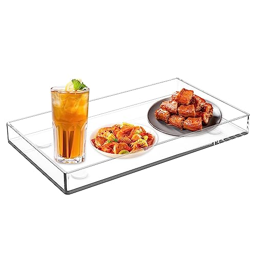 Anloximt Rechteckiges Tablett aus Acryl,Dekoratives Serviertablett | Rechteckiger dekorativer Tablett-Organizer aus Acryl, transparentes dekoratives Tablett für Tee, Küche, Schminktisch, Snacks von Anloximt