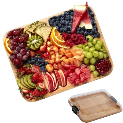Anloximt Schneidebrett Für Die Küche - Rutschfestes Schneidebrett Mit Deckel - Tragbarer Küchenhelfer Für Obst Käse Anloximt Schneidebrett Für Die Küche - Rutschfestes Schneidebrett Mit Deckel - Tragbarer Küchenhelfer Für Obst Käse von Anloximt