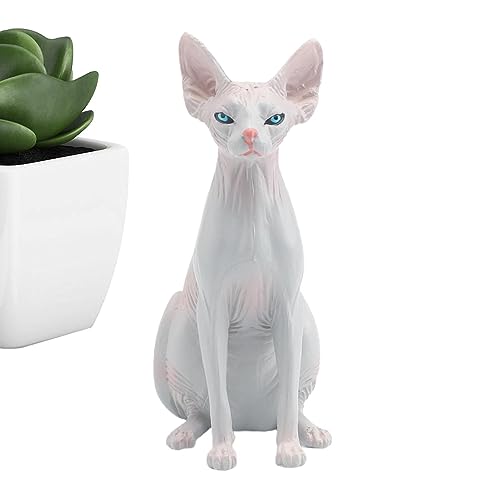 Anloximt -Sphinx-Katzenfigur | Miniatur-Haarloses Katzenmodell -Statue | 3,74 * 3,54 * 1,57 Zoll Simulations-Miniaturhaarloses Katzenmodell für Büros von Anloximt