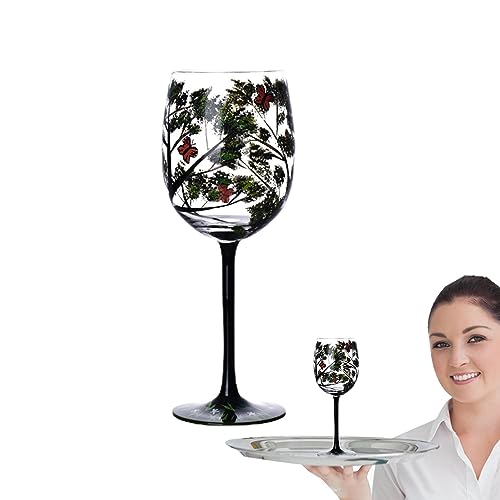 Anloximt Vier Jahreszeiten bemalte Weingläser,handbemalte Weingläser | Handgefertigte Glaswaren mit handbemaltem | Handbemalte Kunst-Weingläser, Glaswaren für Weißwein, Rotwein, Cocktails von Anloximt