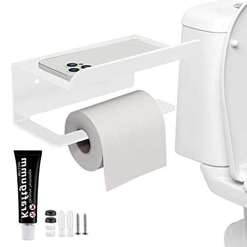 Anloximt Wand-Toilettenpapierhalter, Papierrollenhalter mit Telefonhalter, Selbstklebender Toilettenpapierhalter Schwarzer Toilettenpapierhalter, Toilettenpapierrollenhalter oder Wandhalterung von Anloximt