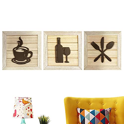 Anloximt Wandbehänge Dekoration - Holzrahmen-Set mit 3 Stück - Minimalistische rustikale Kunstschilder für Wand, Wohnzimmer-Accessoires, Dekoration, Bauernhausküche von Anloximt