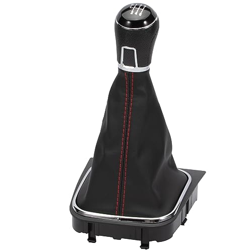 Anlseiod Schaltmanschette Schwarz Naht Rot 6 Gang für Golf 5 Golf 6 EOS Schalthebel Schaltsack 5K0711113 K8711113 1K0711113(Schaltknauf + Schaltsack + Rahmen) von Anlseiod