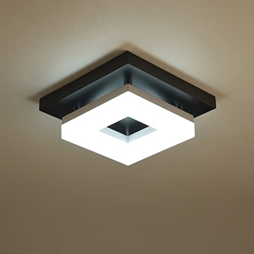 Anmaice Led Deckenleuchte 8W, quadratische Deckenleuchte, moderne einstellbare Farbtemperatur Deckenleuchten für Badezimmer Flure Balkon Garderobe Kleine Schwarz von Anmaice