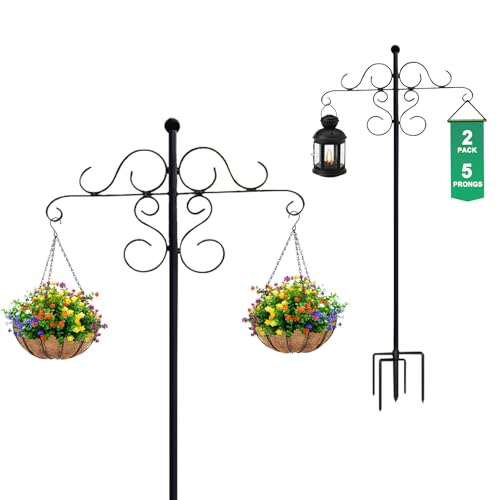 Anmas Power Shepherd Hooks for Outdoor Use, 92 Zoll verstellbarer doppelter Hirtenstab, 234 cm lange Wildvogelfutterstangen und -aufhänger, freistehende Futterstation für den Garten(92in A, 2) von Anmas Power