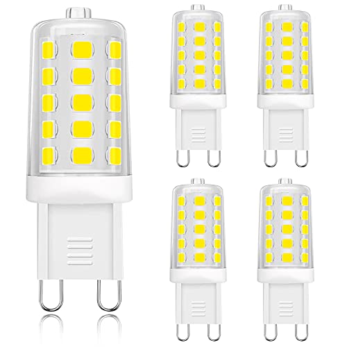Anmossi G9 LED Lampen,4W LED Glühbirne,Ersatz für 40W Halogenlampen,6000K,Kaltweiss,400 Lumen,360° Abstrahlwinkel, AC220-240V,Nicht Dimmable,5er Pack von Anmossi