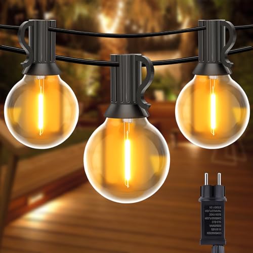 Anmossi LED Lichterkette Außen,50ft/15 Meter G40 Led Lichterkette mit 25 Bruchsichen Plastik Glühbirnen,IP65 Wasserdicht Innen/Außen Lichterketten für Garten,Terrasse,Hochzeit,Party(Warmweiß) von Anmossi