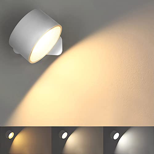 Anmossi LED Wandleuchte,Kabellose Wandleuchten mit Akku,3 Helligkeitsstufen 3 Farbmodi,Touch Control,360° Drehbare,Wandleuchte Innen für Flur,Wohnzimmer,Schlafzimmer,Treppenhaus(Weiss) von Anmossi