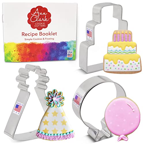 Ann Clark Ausstechformen - Geburtstag - 3 Teile Set - Ballon, Cupcake, Kerze - US verzinnter Stahl von Ann Clark Cookie Cutters