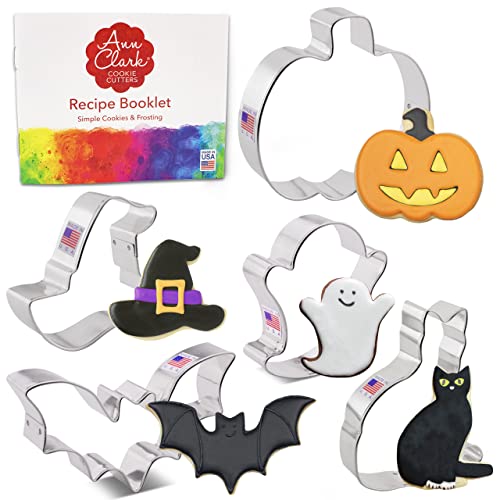 Ausstechformen von Ann Clark USA - Halloween Keksausstecher, 5-Teiliges Set - Kürbis, Fledermaus, Geist, Hexenhut, Katze Ausstecher von Ann Clark Cookie Cutters