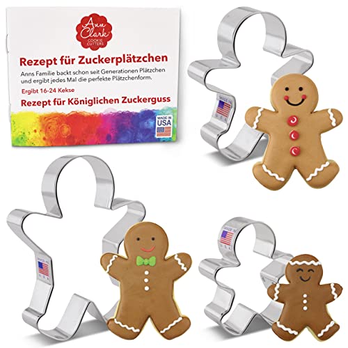 Ann Clark Ausstechformen - Lebkuchen-Mann - 3 Teile Set - 7.3 cm, 9.52 cm, 12.7 cm - US verzinnter Stahl Ann Clark Ausstechformen - Lebkuchen-Mann - 3 Teile Set - 7.3 cm, 9.52 cm, 12.7 cm - US verzinnter Stahl von Ann Clark Cookie Cutters