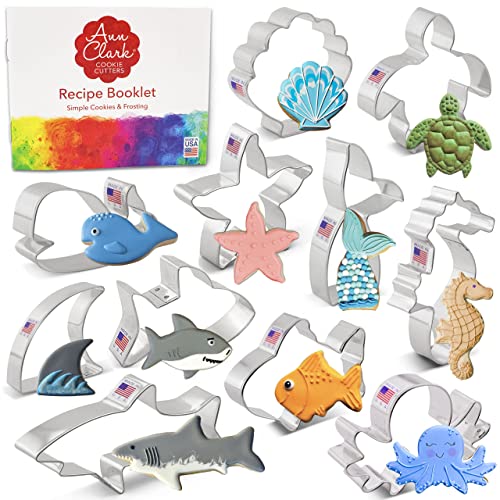 Under The Sea Ausstechformen, 11-teiliges Set, hergestellt von Ann Clark USA, Hai, Wal, Fisch, Meerjungfrauenschwanz, Meeresschildkröte und mehr von Ann Clark Cookie Cutters