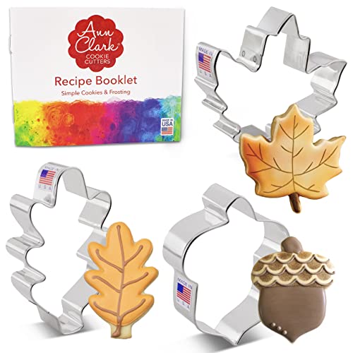 Ann Clark Ausstechformen-Set für Herbst und Erntedankfest 3-teiliges mit Eichenblatt, Ahornblatt, Eichel, Rezeptbroschüre von Ann Clark Cookie Cutters