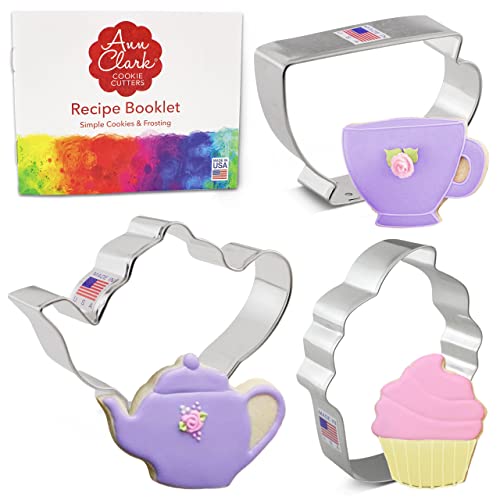 Tee-Party-Ausstechformen, 3-teiliges Set, hergestellt in den von Ann Clark USA, Teekanne, Teetasse, Cupcake von Ann Clark Cookie Cutters