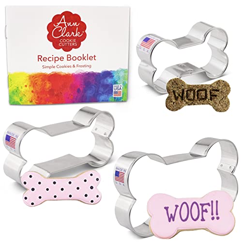 Ausstechformen mit Hundeknochen, hergestellt von Ann Clark USA, 6,3 cm, 10,2 cm, 12,7 cm, 3-teiliges Set von Ann Clark Cookie Cutters