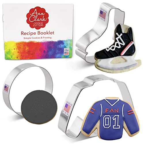 Ausstechformen Eishockey mit Rezeptheft, Jersey, Hockeyschlittschuh und Puck, 3-tlg. von Ann Clark Cookie Cutters von Ann Clark Cookie Cutters