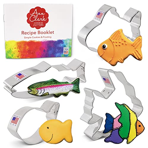 Ausstechformen von Ann Clark USA - Fisch-Keksausstecher - 4-Teiliges Set, Niedlicher Fisch, Goldfisch, Angelfisch, Forelle von Ann Clark Cookie Cutters