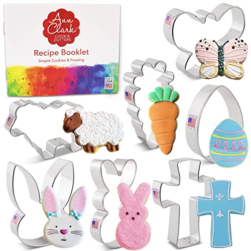 Ausstechformen von Ann Clark USA - 7-Teiliges Ostern Keksausstecher - Ei, Karotte, Hase, Blume, Küken, Hasengesicht, Schmetterling von Ann Clark Cookie Cutters