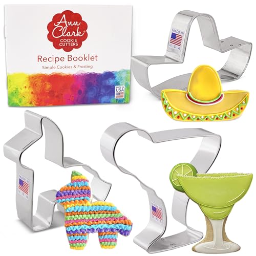 Cinco de Mayo Ausstechformen, 3-teiliges Set, hergestellt in den USA von Ann Clark, Pinata, Sombrero, Margarita-Glas von Ann Clark Cookie Cutters