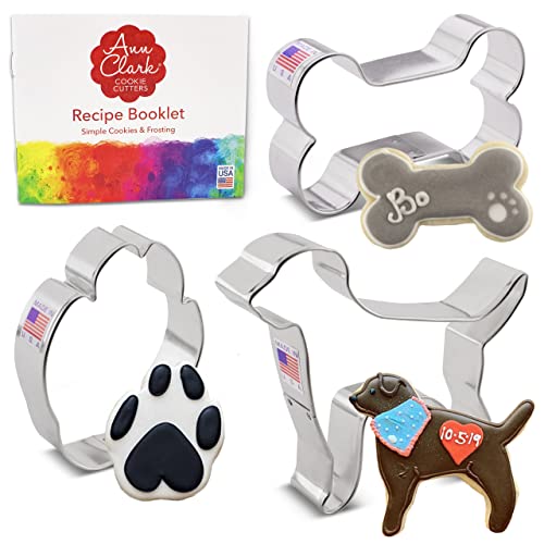 Ausstechformen von Ann Clark USA - Hunde Keksausstecher - 3-Teiliges Keksausstecher Set mit Labrador, Pfotenabdruck, Hundeknochen Keksausstecher von Ann Clark Cookie Cutters