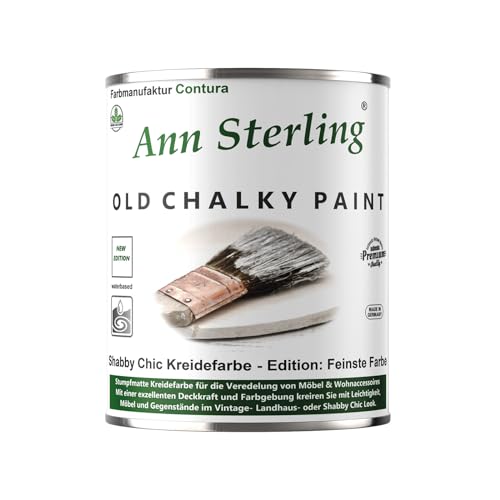 Ann Sterling Kreidefarbe Shabby Chic Farbe: Chalky White/Weiß 1Kg. / 750ml. Lack Chalky Paint von Ann Sterling