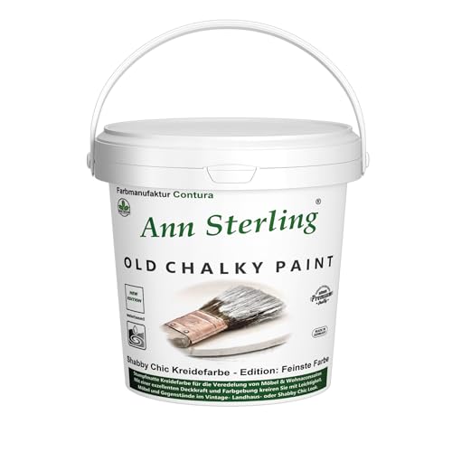 Ann Sterling Kreidefarbe Shabby Chic Farbe: Ivory/Wollweiß/Elfenbein 1,5Kg. / 1 Liter Lack Chalky Paint von Ann Sterling