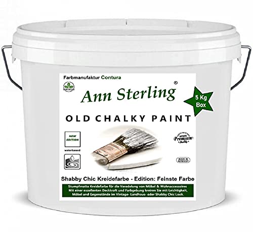 XL 5Kg. Ann Sterling Kreidefarbe Shabby Chic Farbe: Chalky White/Weiß 5Kg. Lack Chalky Paint von Ann Sterling