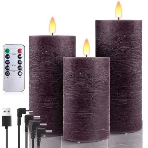 AnnSpa 3 Set Led Kerzen Aufladbar mit 10-Tasten Fernbedienung, Wasserdichte Wiederaufladbare Kerzen Flammenlose Echtes Wachs Flackern Wick Yellow Light Pillar Candles mit Timerfunction - Lila AnnSpa 3 Set Led Kerzen Aufladbar mit 10-Tasten Fernbedienung, Wasserdichte Wiederaufladbare Kerzen Flammenlose Echtes Wachs Flackern Wick Yellow Light Pillar Candles mit Timerfunction - Lila von AnnSpa