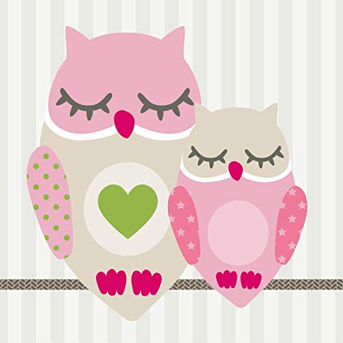 anna wand Bordüre selbstklebend SUMMER OWLS GIRLS - Wandbordüre Kinderzimmer/Babyzimmer mit Eulen in Rosa-Taupe - Wandtattoo Schlafzimmer Mädchen & Junge, Wanddeko Baby/Kinder von Anna Wand