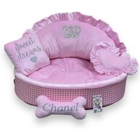 Baby Rosa Minky Fell Hundebett Prinzessin Haustier Bett Mit Kissen von AnnaHappydog