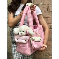 Baby Rosa Tartan Hundetragetasche Prinzessin Baumwolltasche Für Kleine Hundetasche Welpe Geburtstag Sommer von AnnaHappydog
