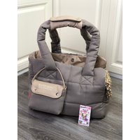 Beige Grau Hundetragetasche Für Kleine Hundetasche Welpetasche Geburtstag Baumwolle Hundebett von AnnaHappydog