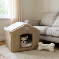 Beige Prinzessin Hundehaus Benutzerdefinierte Minky Fell Haustier Bett von AnnaHappydog