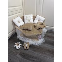 Beige Und Creme Personalisiert Hundebett Designer Haustierbett Katzenbett Personalisiert Geburtstag Hundegeschenk von AnnaHappydog