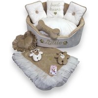 Personalisiertes Beige Minky Fell Haustier Bett Designer Katzen - Oder Hundebett von AnnaHappydog