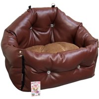 Brauner Luxus Hundesitz Brauner Autositz Designer Hundebett Für Unterwegs Personalisierter von AnnaHappydog