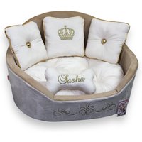 Creme Minky Fell Hundebett Luxus Haustier Bett Mit Kissen & Spielzeug von AnnaHappydog