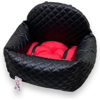 Gesteppter Autositz Für Hunde in Schwarz Und Rot Veganer Lederautositz Designer Luxus Hundebett Reisen Maßgeschneiderter von AnnaHappydog