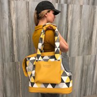 Grau Und Senf Designer-Hundeträger Im Sommer Hundetragetasche Wasserdichter Hundeträger Kleine Hundetasche Maßgeschneiderte Haustier-Tragetasche von AnnaHappydog