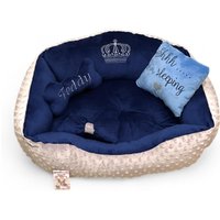 Grau & Marine Minky Fell Hundebett Benutzerdefinierte Haustier Bett von AnnaHappydog