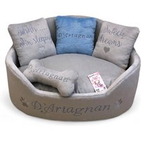 Hellgrauer Minky Hundebett Designer Haustierbett Mit Kissen Hellgrauer Minky Hundebett Designer Haustierbett Mit Kissen von AnnaHappydog