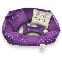 Lila Polka Dot Hundebett Personalisiertes Minky Fell Haustier Bett von AnnaHappydog