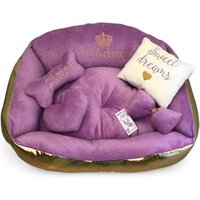 Lila & Gold Kunstleder Hundebett Designer Pet House Lila & Gold Kunstleder Hundebett Designer Pet House von AnnaHappydog