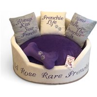 Luxus-Haustierbett in Creme Und Lila Minky Fell Hunde -/Katzenbett Mit Knochenspielzeug von AnnaHappydog