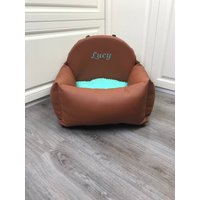 Mint Und Braun Personalisierte Hund Autositz Driving Kit Für Designer Luxus Hundebett Reisen Customized von AnnaHappydog