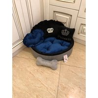 Navy Tartan Hundebett Personalisiertes Designer Haustierbett von AnnaHappydog
