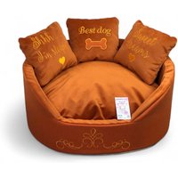 Orange Minky Fell Hundebett Handgefertigtes Couture Haustierbett Mit Kissen von AnnaHappydog